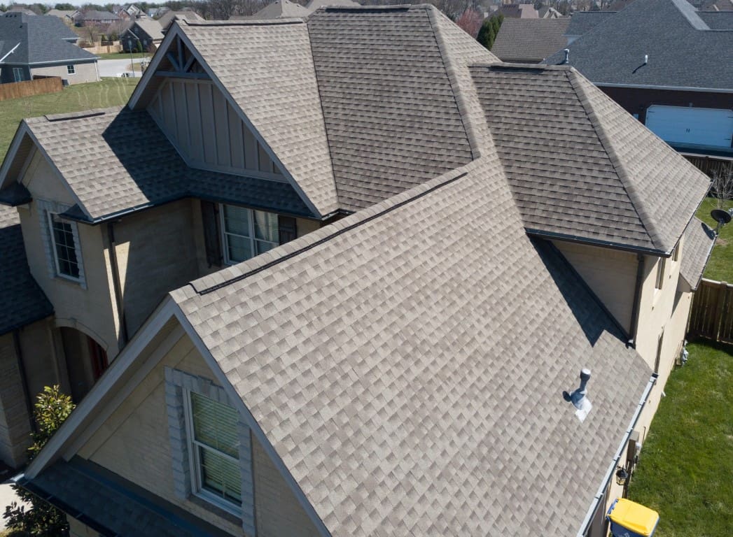 Drone view of a roof
